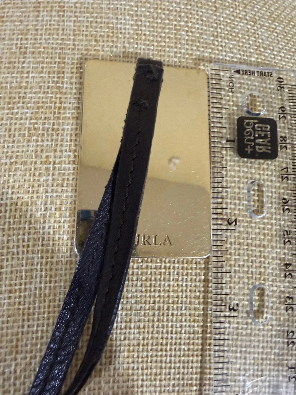 Authentic Furla Bag Charm Gold plated with Brown leather strap collectible
